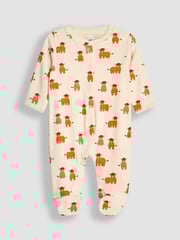 JoJo Maman Bébé Rust Cow Cotton Footed Animal Print Sleepsuits 3-Pack - Image 2 of 8