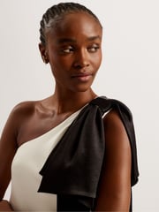 Ted Baker Cream Midori Ruched Mini Dress With Bow - Image 4 of 6
