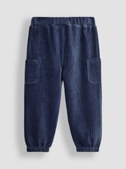 JoJo Maman Bébé Navy Blue & Denim Blue 2-Pack Velour Pocket Joggers - Image 3 of 7
