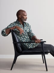 Blue Ditsy Floral Slim Fit Signature Single Cuff 100% Cotton Formal Shirt - Image 2 of 5