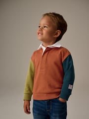 Green 100% Cotton Long Sleeve Rugby Polo Shirt (3mths-7yrs) - Image 1 of 8