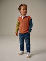 Green 100% Cotton Long Sleeve Rugby Polo Shirt (3mths-7yrs) - Image 2 of 8