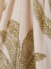 Reiss Neutral/Green Anna Petite 100% Linen Tropical Print Midi Dress - Image 6 of 7