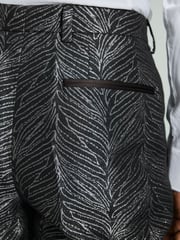 Black Slim Fit Textured Print Tuxedo Suit Trousers - Image 5 of 10