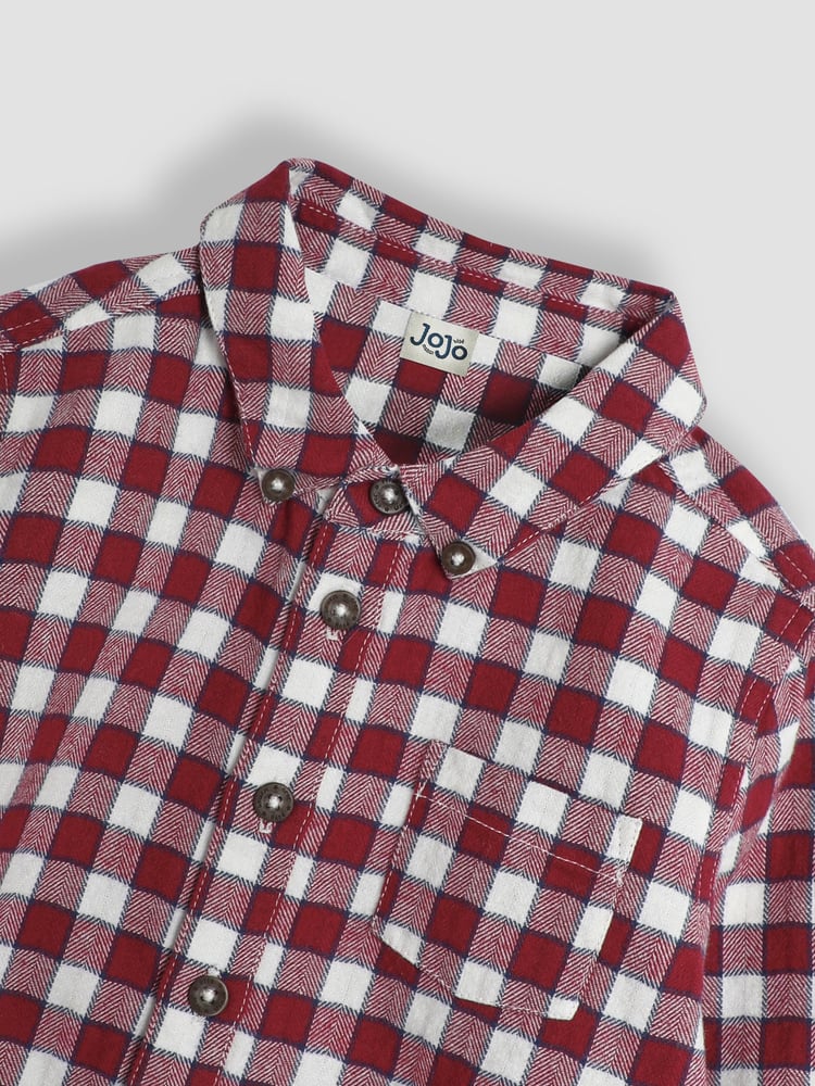 JoJo Maman Bébé Burgundy Gingham Shirt - Image 3 of 3