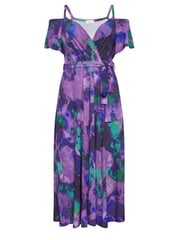 Yours Curve Purple YOURS LONDON  Floral Bardot Maxi Dress - Image 4 of 4