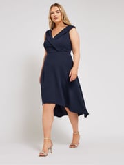 Yours Curve Blue London Tuxedo High Low Dress - Image 1 of 6