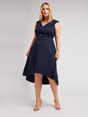 Yours Curve Blue London Tuxedo High Low Dress - Image 2 of 6