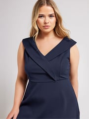 Yours Curve Blue London Tuxedo High Low Dress - Image 4 of 6