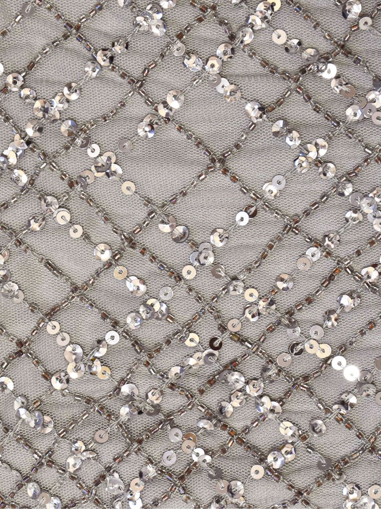 Ro&Zo Grey One Shoulder Beaded Dress - Image 9 of 9