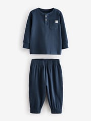 Navy/Camel Plain 3 Pack Relaxed Fit Pyjamas (9mths-12yrs) - Image 5 of 12