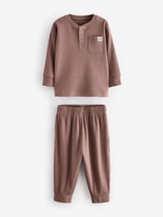 Navy/Camel Plain 3 Pack Relaxed Fit Pyjamas (9mths-12yrs) - Image 6 of 12