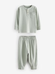 Navy/Camel Plain 3 Pack Relaxed Fit Pyjamas (9mths-12yrs) - Image 7 of 12
