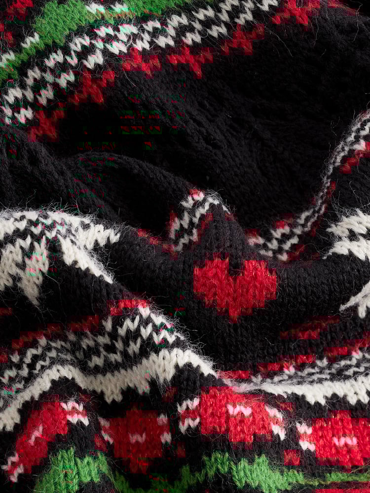 Black Christmas Patterned Button Up Knitted Cardigan - Image 6 of 6