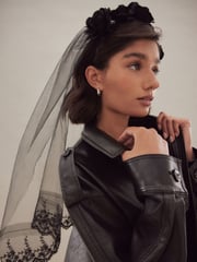 Black Halloween Rose Crown Veil Headband - Image 1 of 5