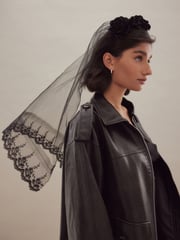 Black Halloween Rose Crown Veil Headband - Image 2 of 5