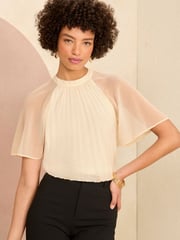 Love & Roses Ivory White Flutter Sleeve Blouse - Image 1 of 4