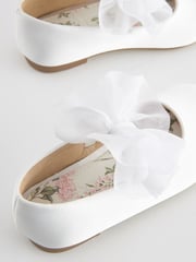 White Wide Fit (G) Mary Jane Bridesmaid Bow Occasion Shoes - Image 3 of 5
