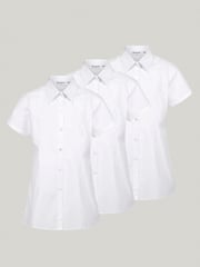 Trutex White Regular Fit Short Sleeve 3 Pack School Shirts - Image 4 of 6