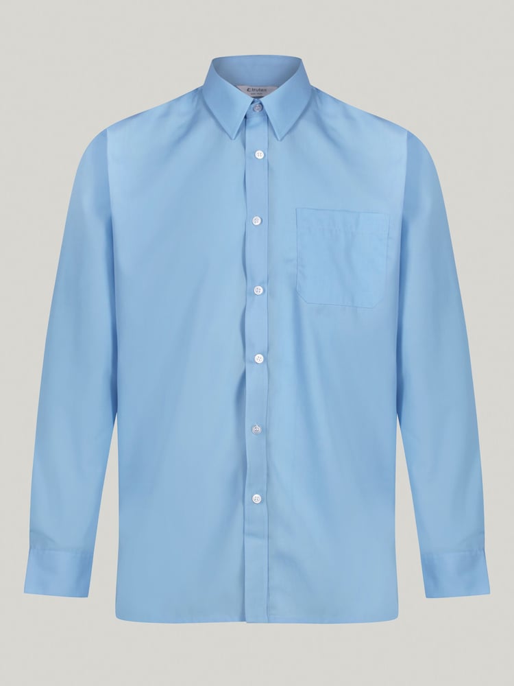 Trutex Blue Regular Fit Long Sleeve 2 Pack School Shirts - Image 2 of 7