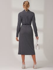 Jolie Moi Black Reana Front Wrap Jersey Shirt Dress - Image 2 of 6