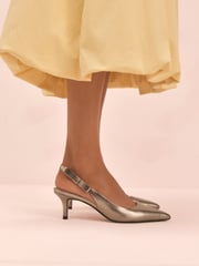 Gold Leather Tabitha Simmons x Next Dela Slingback Point Heels - Image 1 of 6