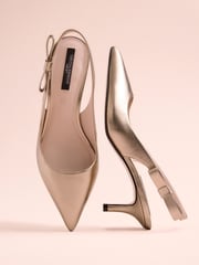 Gold Leather Tabitha Simmons x Next Dela Slingback Point Heels - Image 5 of 6