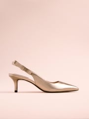 Gold Leather Tabitha Simmons x Next Dela Slingback Point Heels - Image 6 of 6