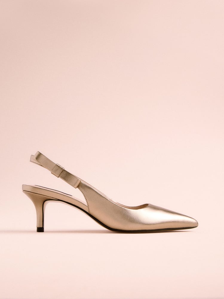 Gold Leather Tabitha Simmons x Next Dela Slingback Point Heels - Image 6 of 6