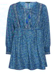 Yours Curve Blue Tiered Blouse - Image 5 of 5