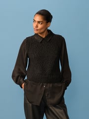 Black Sleeveless Satin Shirt Layer Knitted Vest Jumper - Image 2 of 8