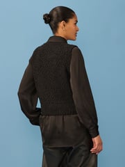Black Sleeveless Satin Shirt Layer Knitted Vest Jumper - Image 4 of 8
