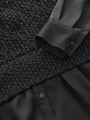 Black Sleeveless Satin Shirt Layer Knitted Vest Jumper - Image 8 of 8
