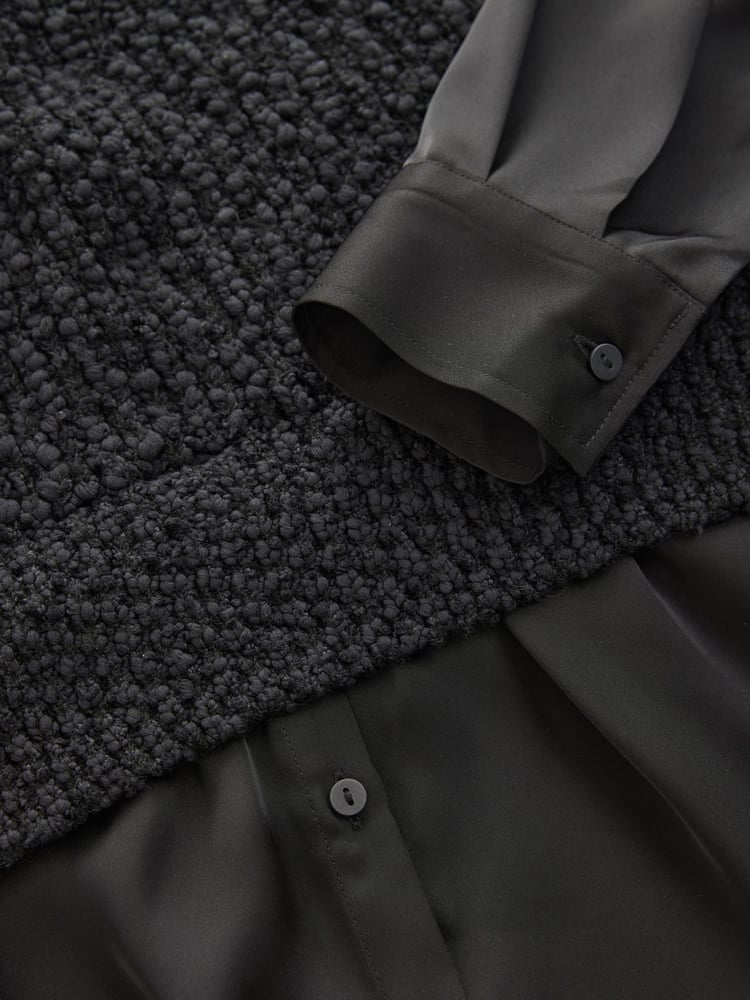Black Sleeveless Satin Shirt Layer Knitted Vest Jumper - Image 8 of 8