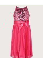 Monsoon Pink Sequin Pleated Truth Dress - Image 1 of 3