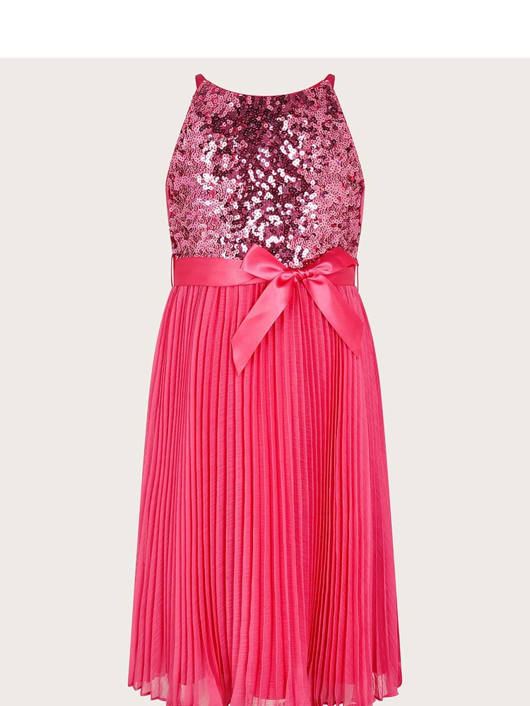 Monsoon Pink Sequin Pleated Truth Dress - Image 1 of 3
