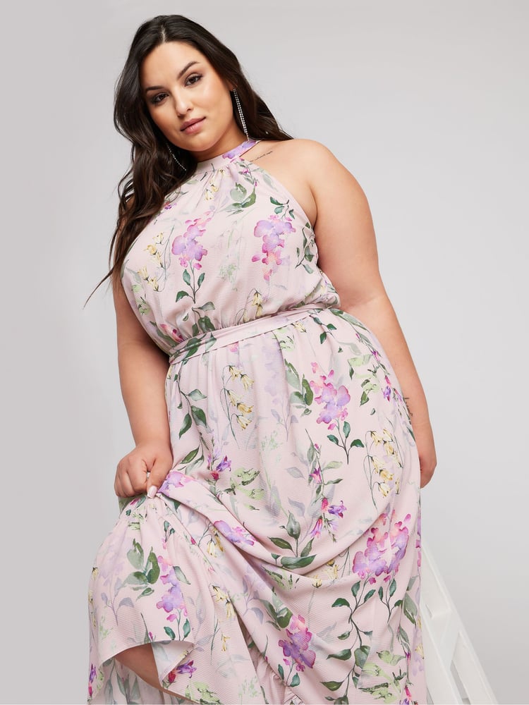Yours Curve Pink YOURS LONDON Curve Pink Floral Print Maxi Dress - Image 2 of 4
