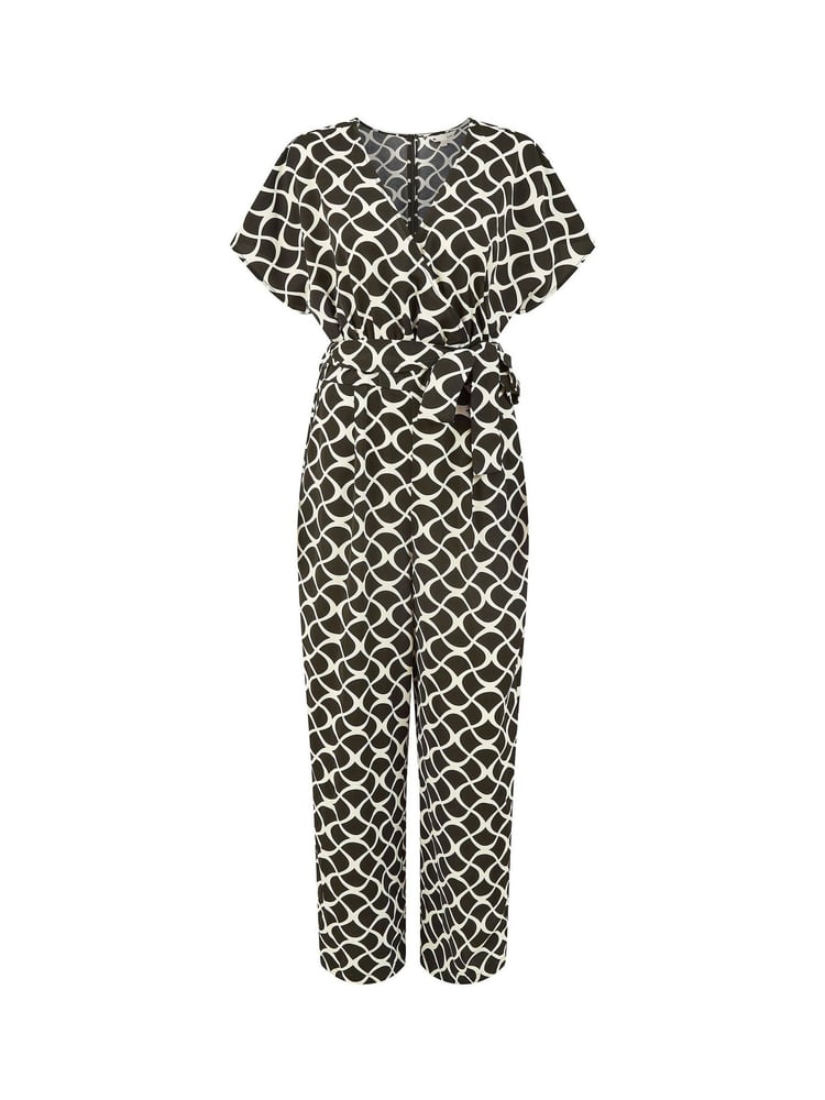 Yumi Black Geometric Print Wrap Jumpsuit - Image 5 of 5