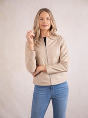 Lakeland Leather Cream Crosby Collarless Leather Jacket - Image 3 of 9