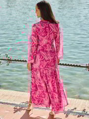 Sosandar Pink Petite Paisley Print Wrap Maxi Dress - Image 4 of 5