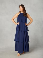 Live Unlimited Blue Curve Petite Ruffle Tiered Maxi Dress - Image 1 of 4