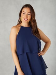 Live Unlimited Blue Curve Petite Ruffle Tiered Maxi Dress - Image 2 of 4