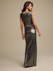 Metallic Sleeveless Maxi Cowl Neck Dress - Image 3 of 6