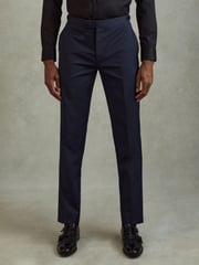 Reiss Bright Blue Destiny Wool Side Adjuster Slim Fit Trousers - Image 1 of 6