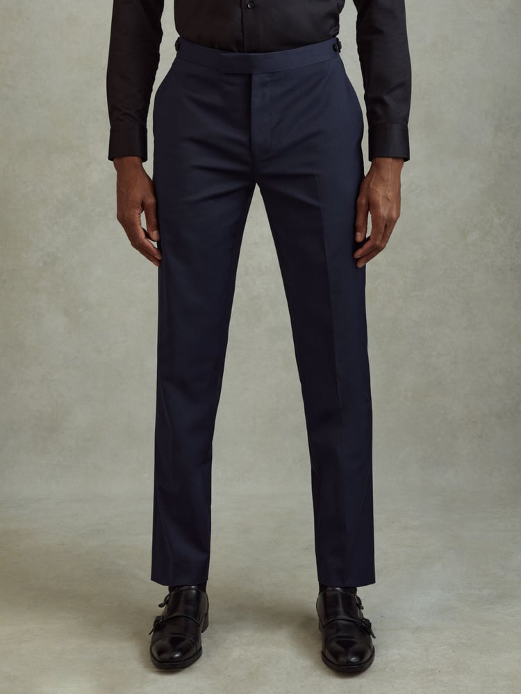 Reiss Bright Blue Destiny Wool Side Adjuster Slim Fit Trousers - Image 1 of 6