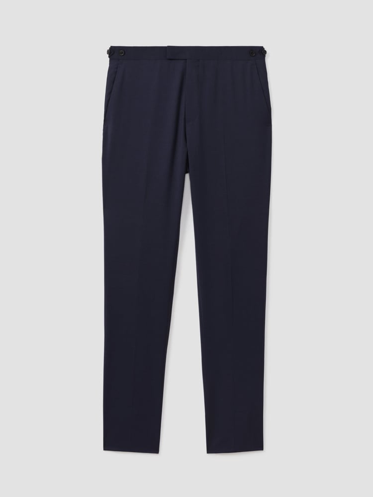 Reiss Bright Blue Destiny Wool Side Adjuster Slim Fit Trousers - Image 2 of 6