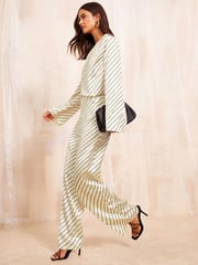Friends Like These Black/White One Shoulder Long Sleeve Slash Top Co Ord - Image 3 of 5