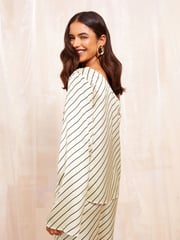 Friends Like These Black/White One Shoulder Long Sleeve Slash Top Co Ord - Image 4 of 5