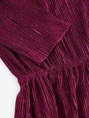 Burgundy Red Long Sleeve Velvet Maxi Dress - Image 8 of 9