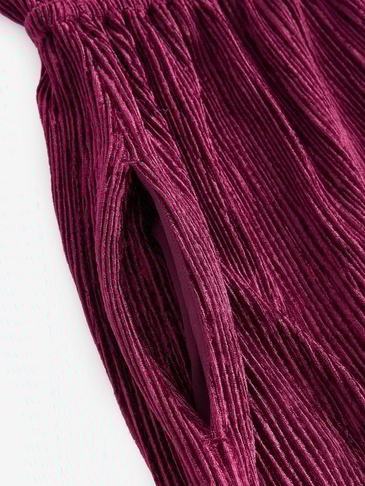 Burgundy Red Long Sleeve Velvet Maxi Dress - Image 9 of 9